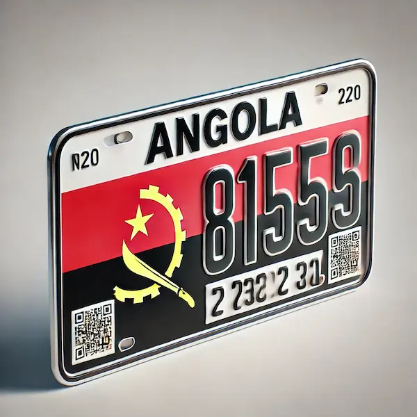 Ilustração da nova chapa de matrícula em Angola